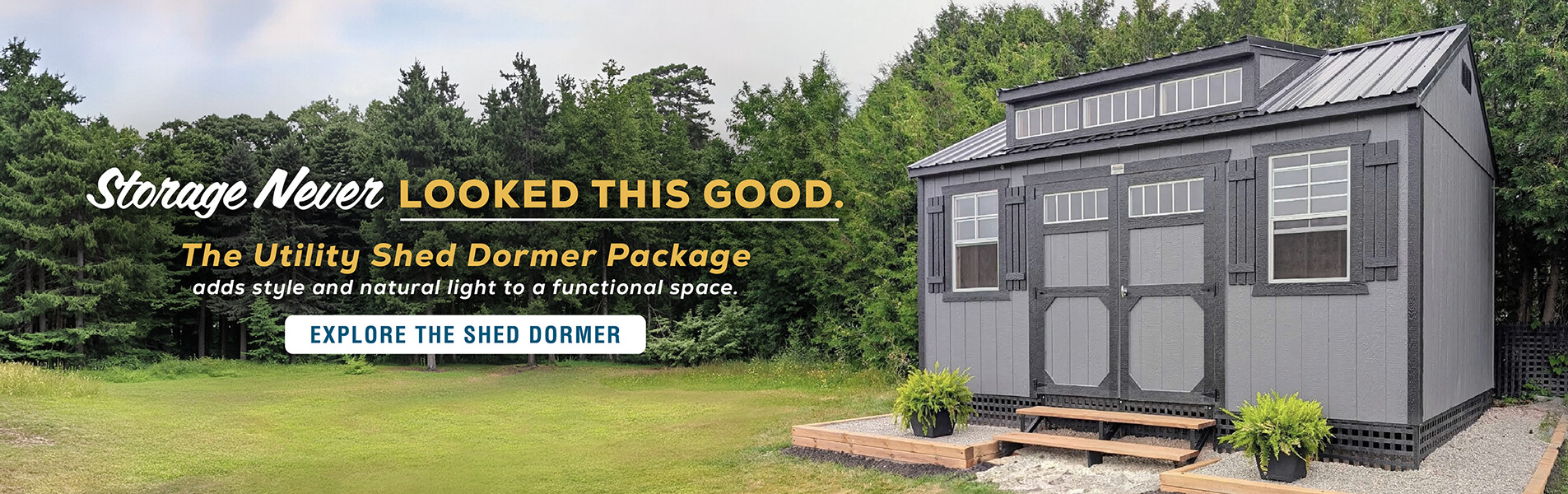 Storage never looked this good — the Utility Shed Dormer Package adds style and natural light to a functional space